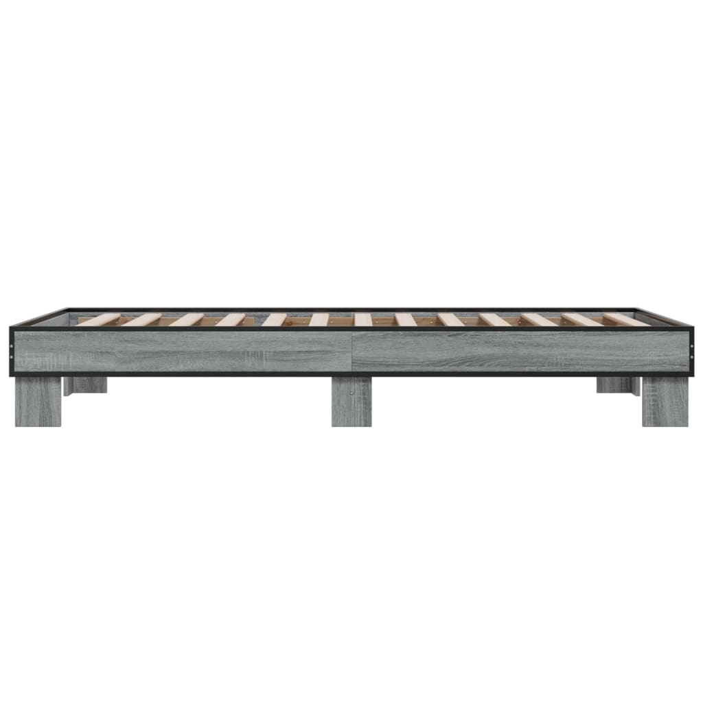 sengeramme 100x200 cm konstrueret træ og metal grå sonoma-eg