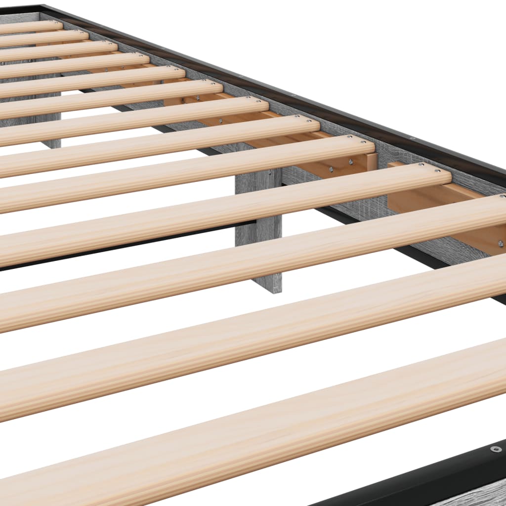 sengeramme 100x200 cm konstrueret træ og metal grå sonoma-eg