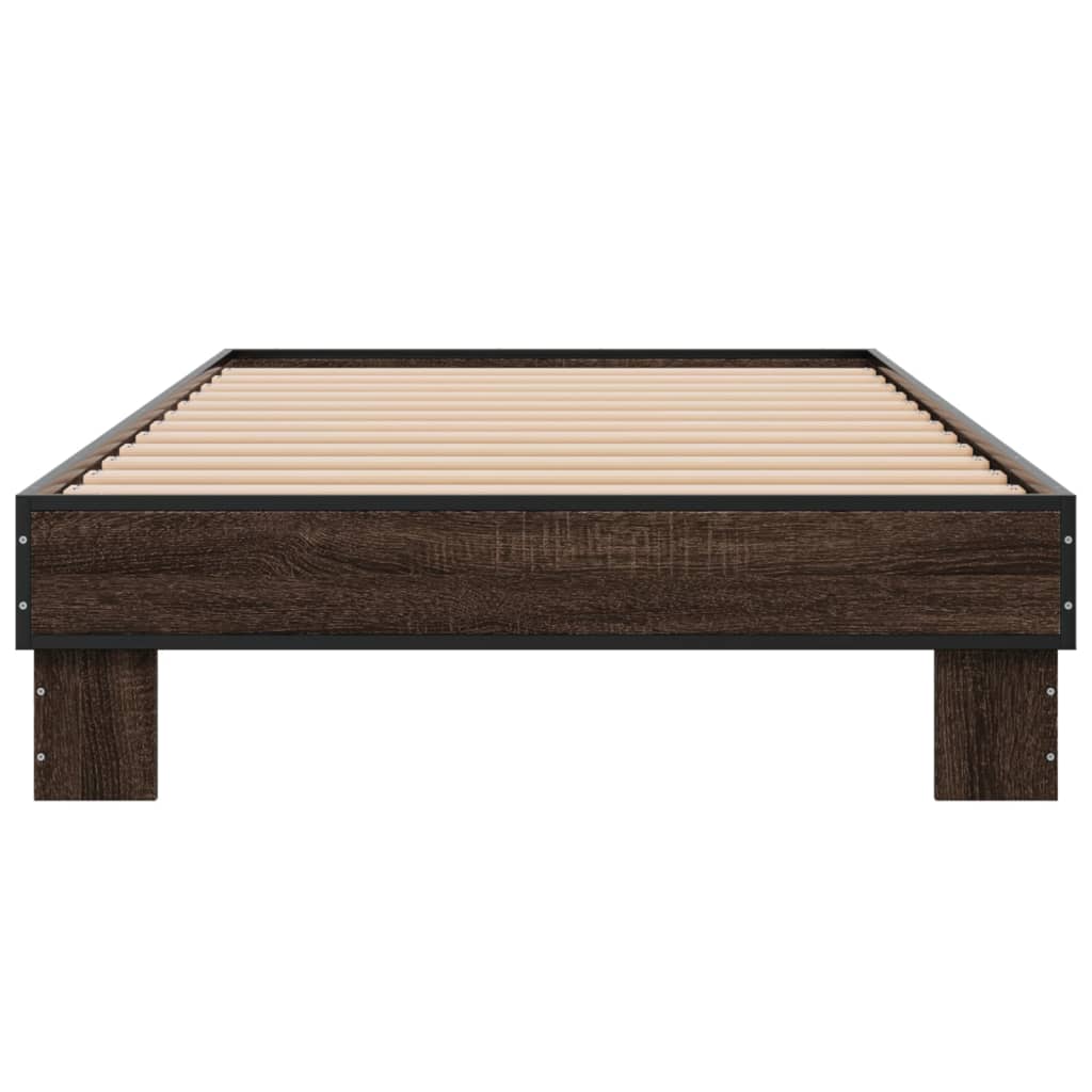 sengeramme 100x200 cm konstrueret træ og metal brunt egetræ