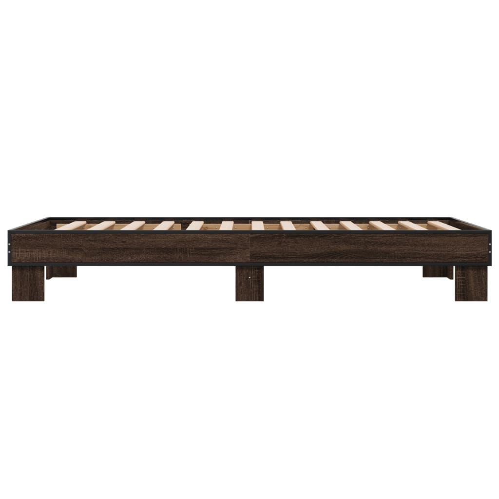 sengeramme 100x200 cm konstrueret træ og metal brunt egetræ