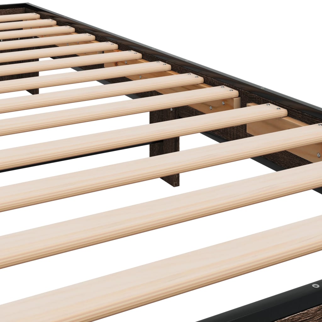 sengeramme 100x200 cm konstrueret træ og metal brunt egetræ