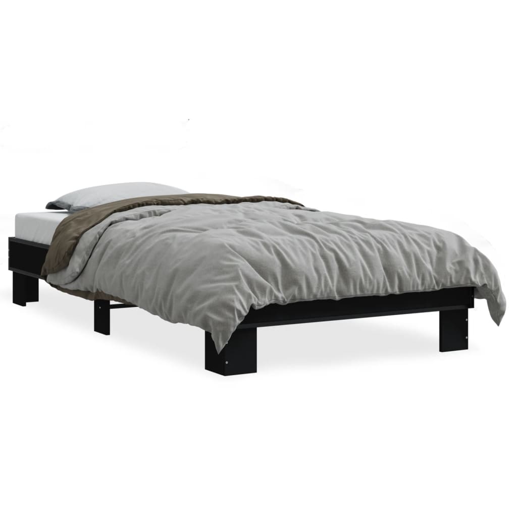 sengeramme 90x200 cm konstrueret træ og metal sort