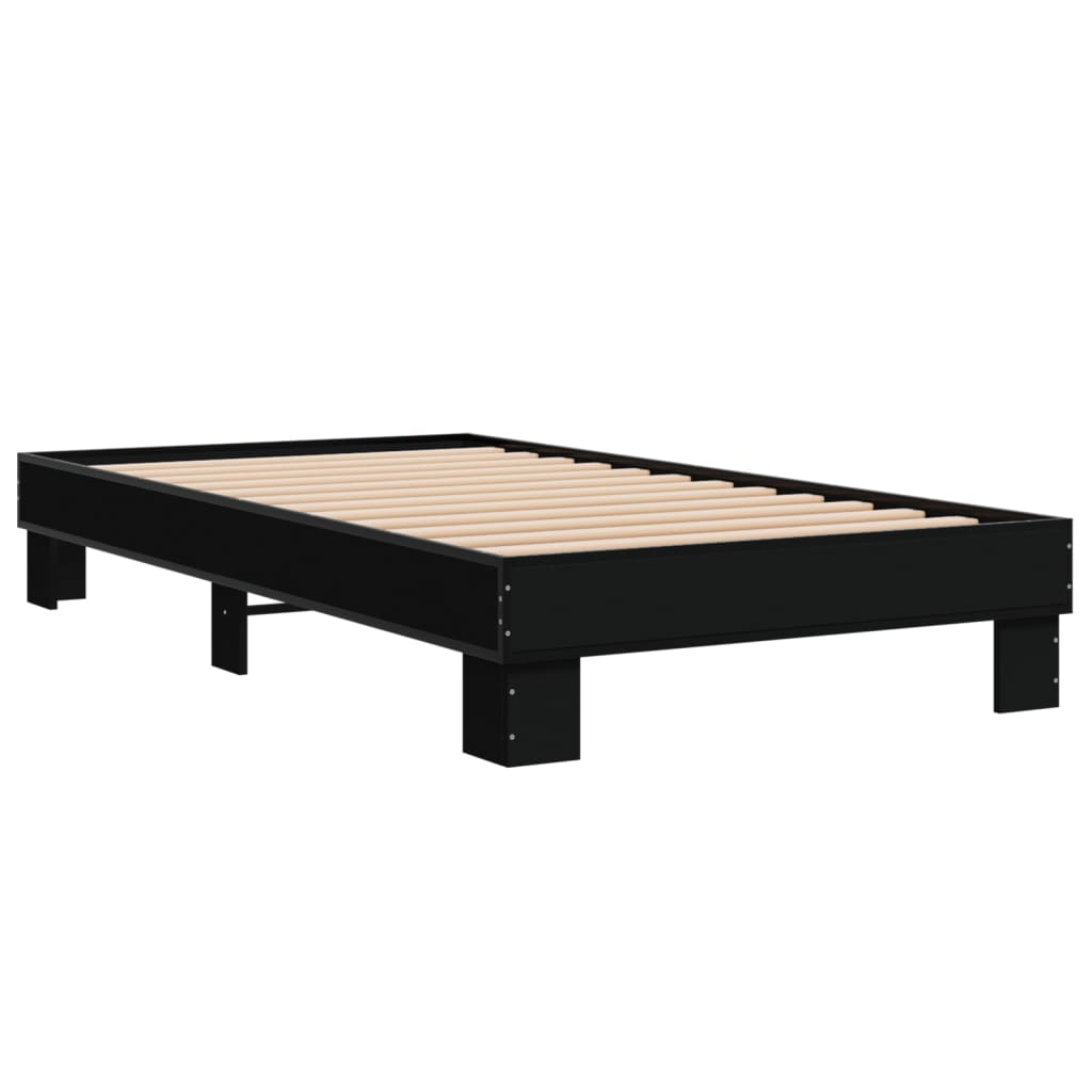sengeramme 90x200 cm konstrueret træ og metal sort