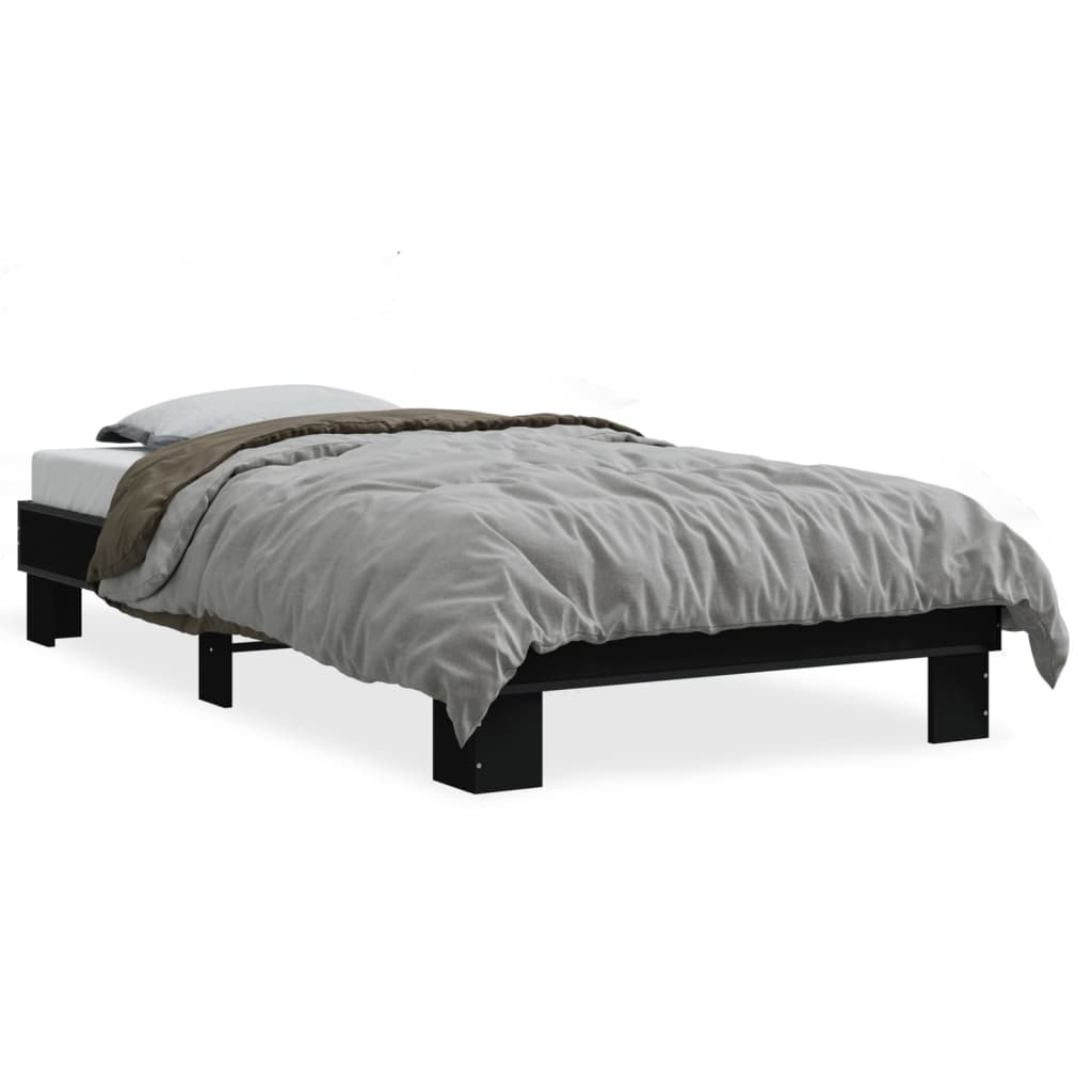 sengeramme 75x190 cm konstrueret træ og metal sort