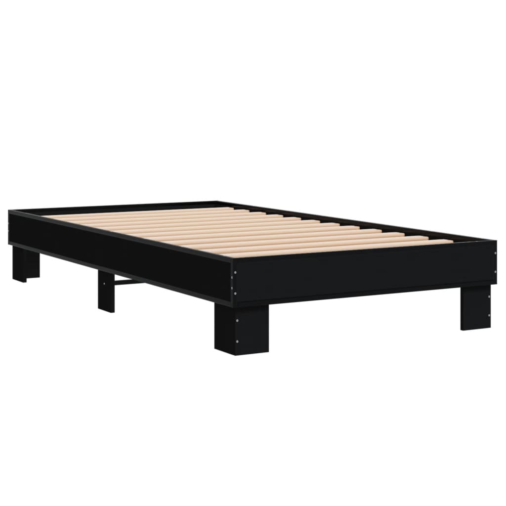 sengeramme 75x190 cm konstrueret træ og metal sort