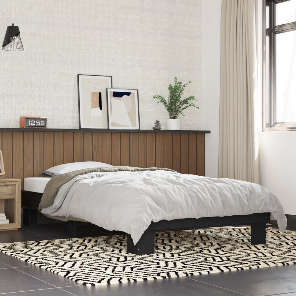 sengeramme 75x190 cm konstrueret træ og metal sort