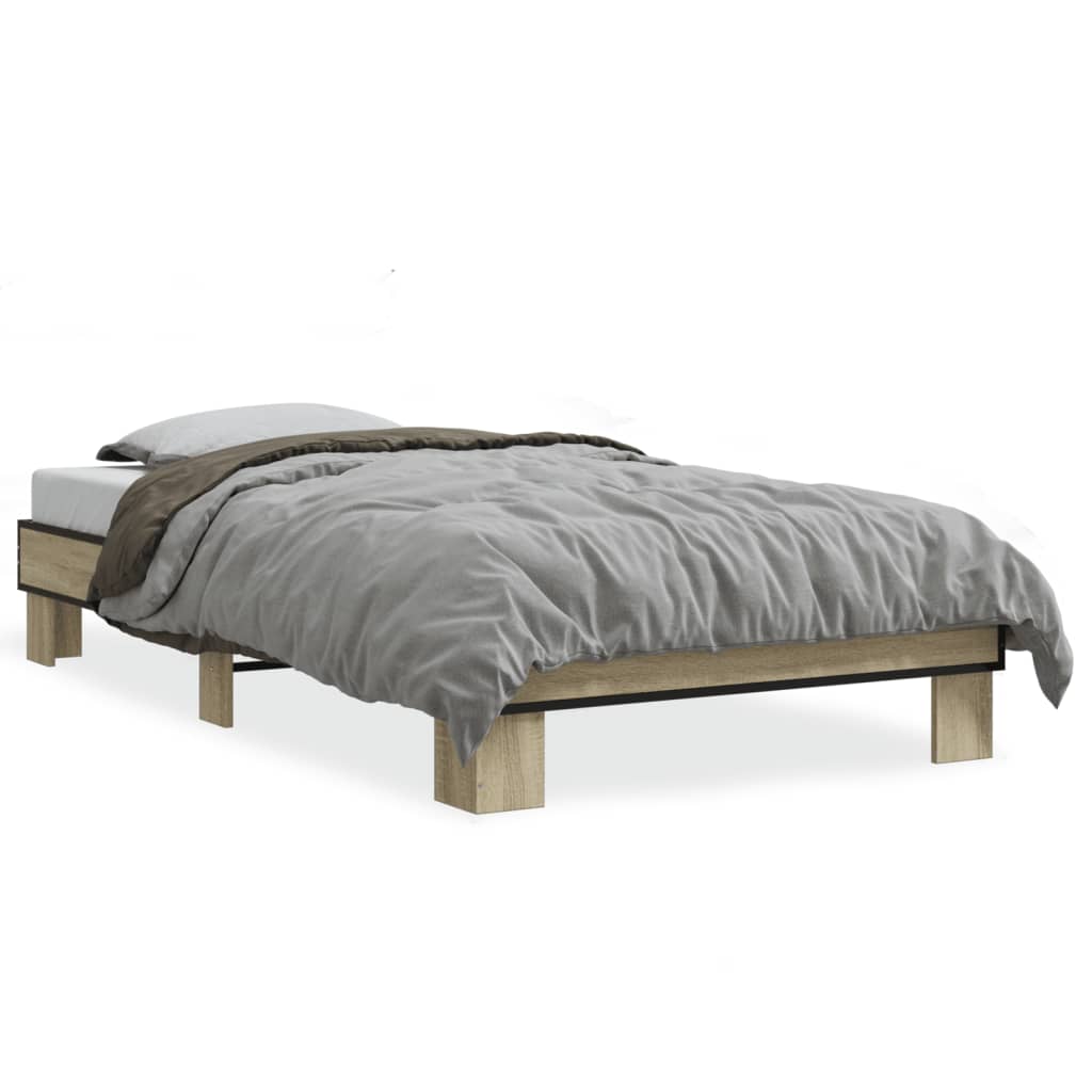 sengeramme 75x190 cm konstrueret træ og metal sonoma-eg