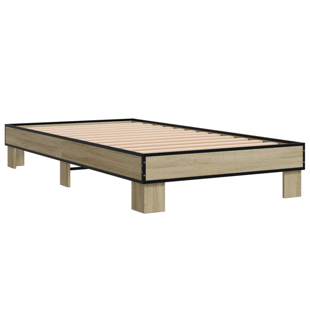 sengeramme 75x190 cm konstrueret træ og metal sonoma-eg