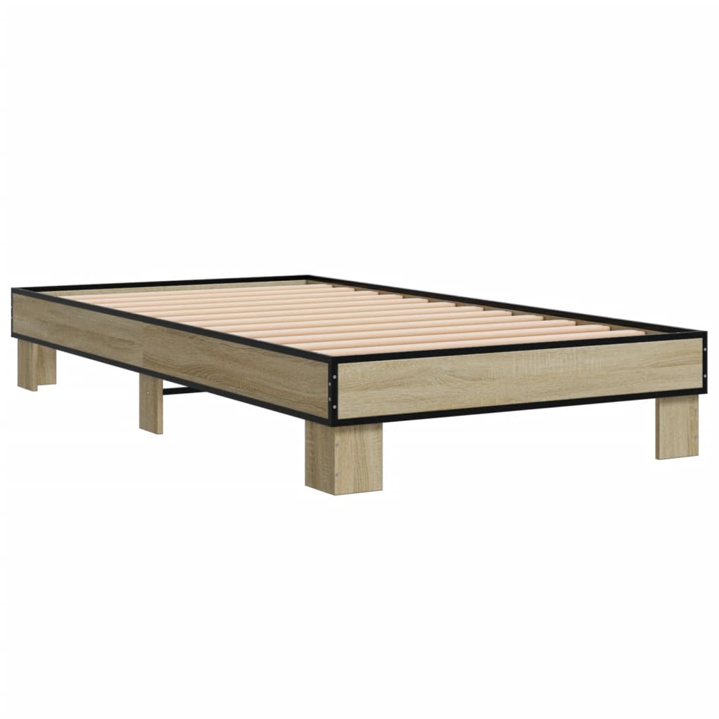 sengeramme 75x190 cm konstrueret træ og metal sonoma-eg