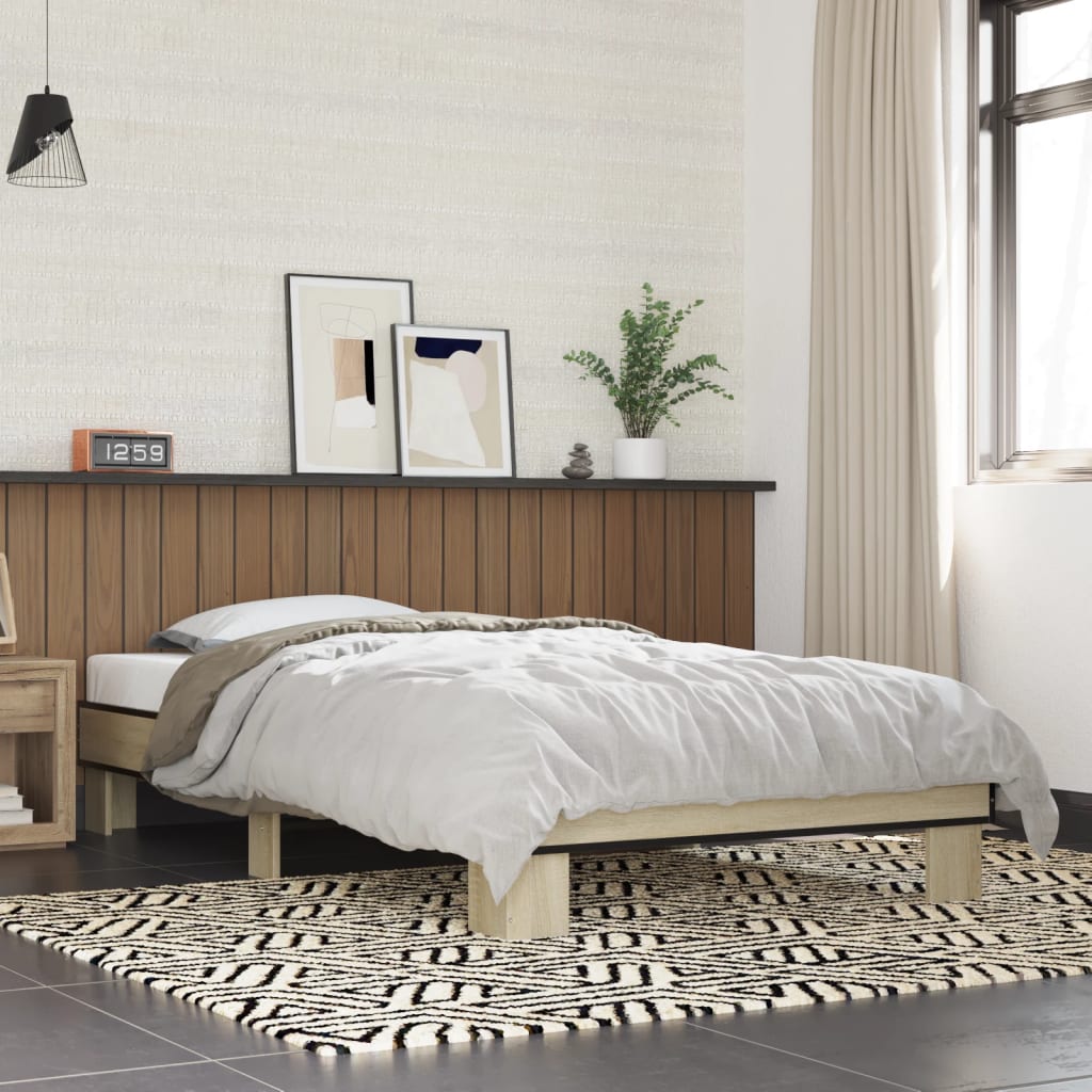 sengeramme 75x190 cm konstrueret træ og metal sonoma-eg