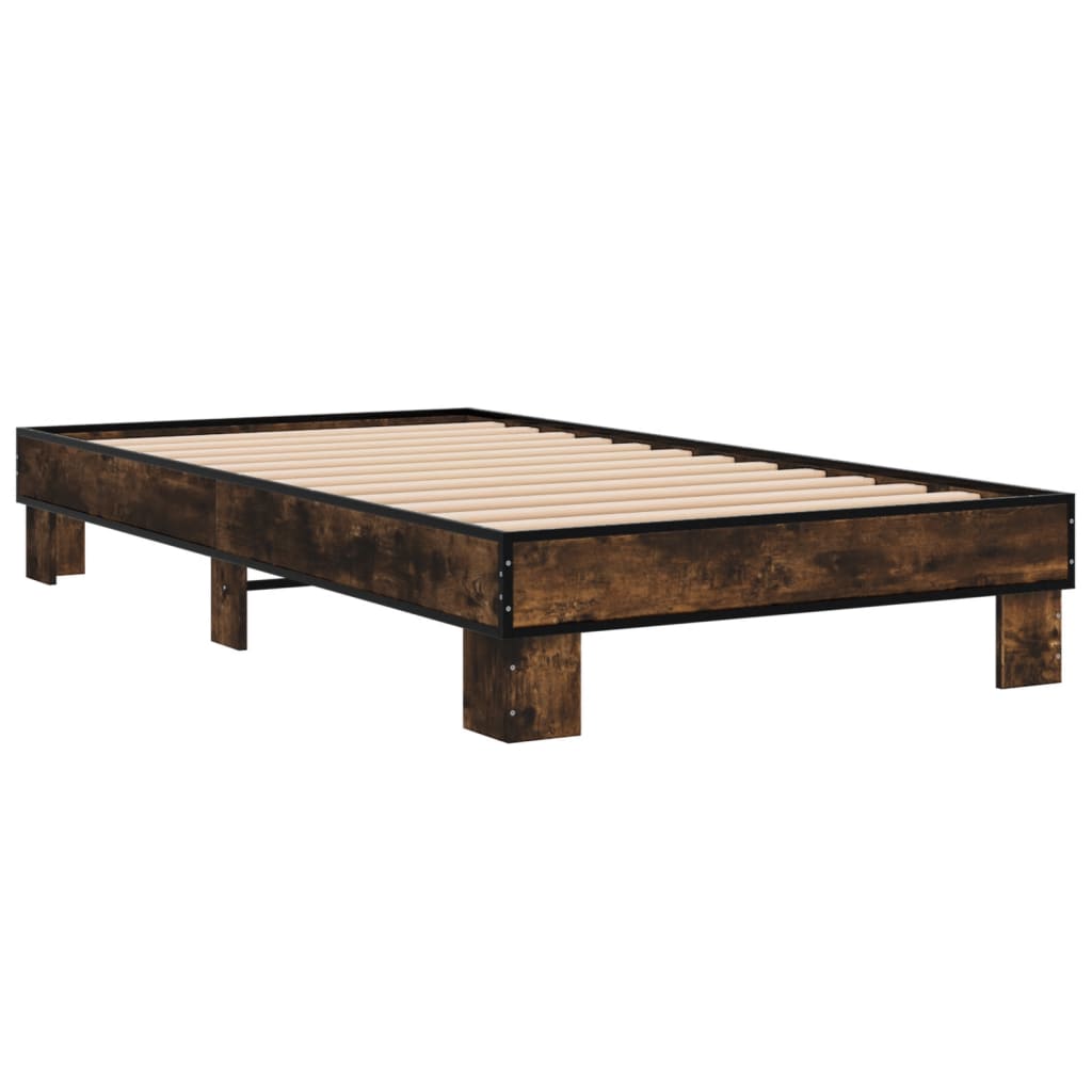sengeramme 75x190 cm konstrueret træ og metal røget eg