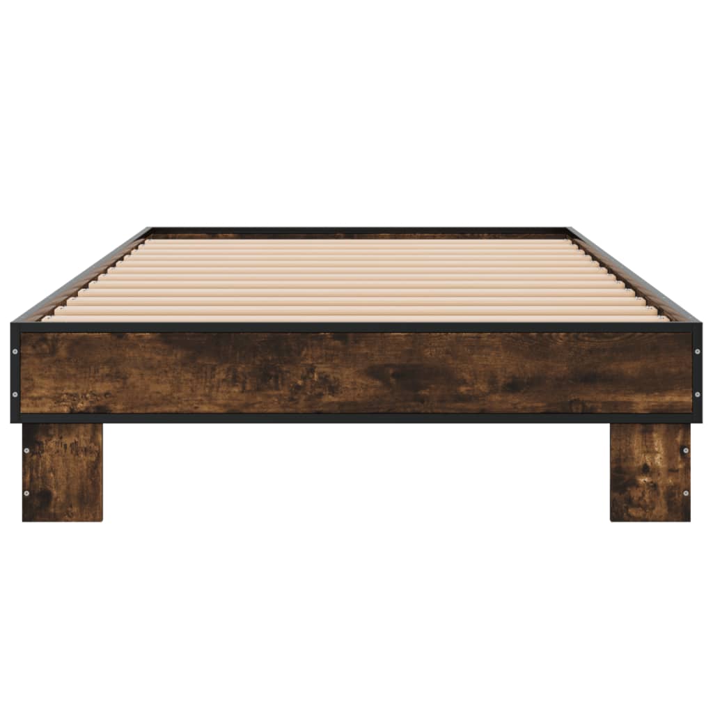 sengeramme 75x190 cm konstrueret træ og metal røget eg