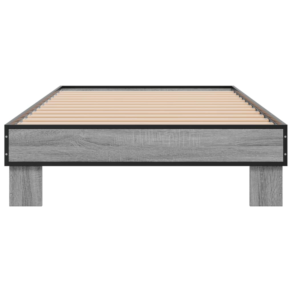 sengeramme 75x190 cm konstrueret træ og metal grå sonoma-eg