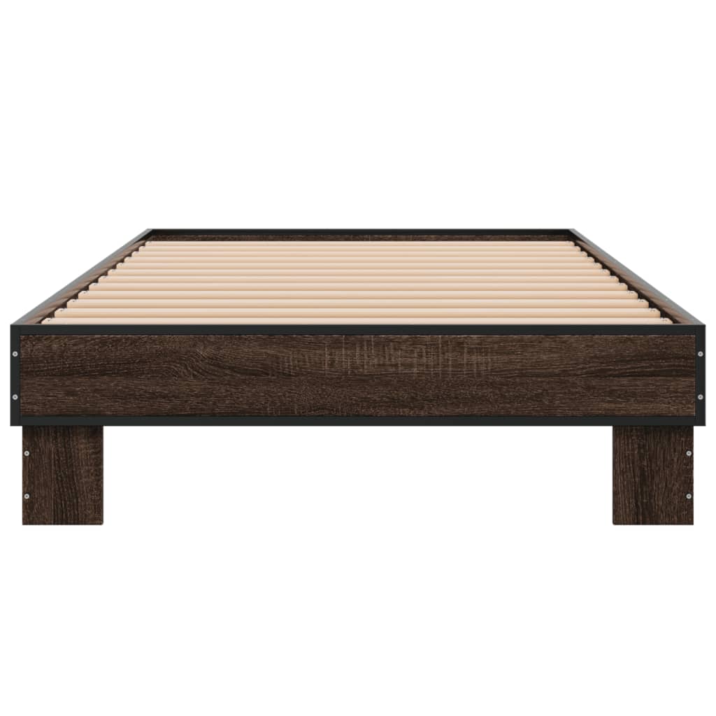 sengeramme 75x190 cm konstrueret træ og metal brun egetræsfarve