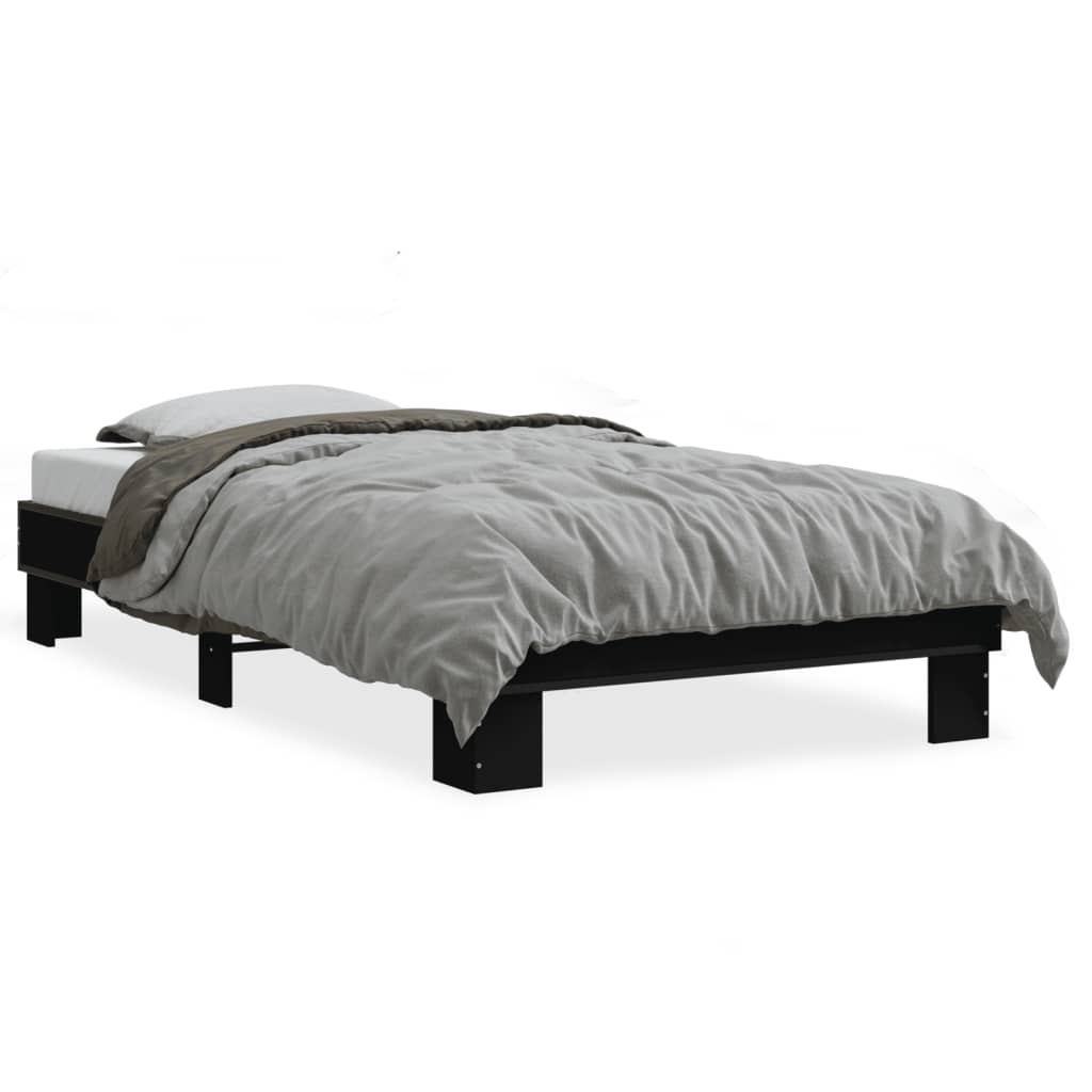 sengeramme 90x190 cm konstrueret træ og metal sort