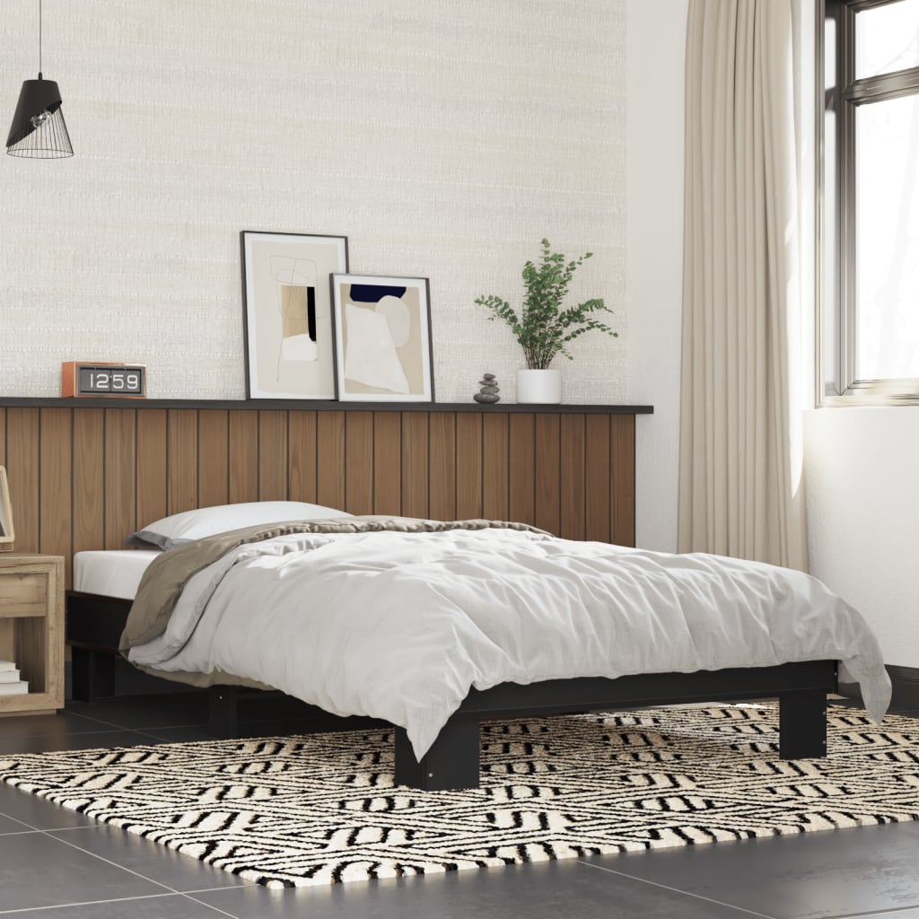 sengeramme 90x190 cm konstrueret træ og metal sort