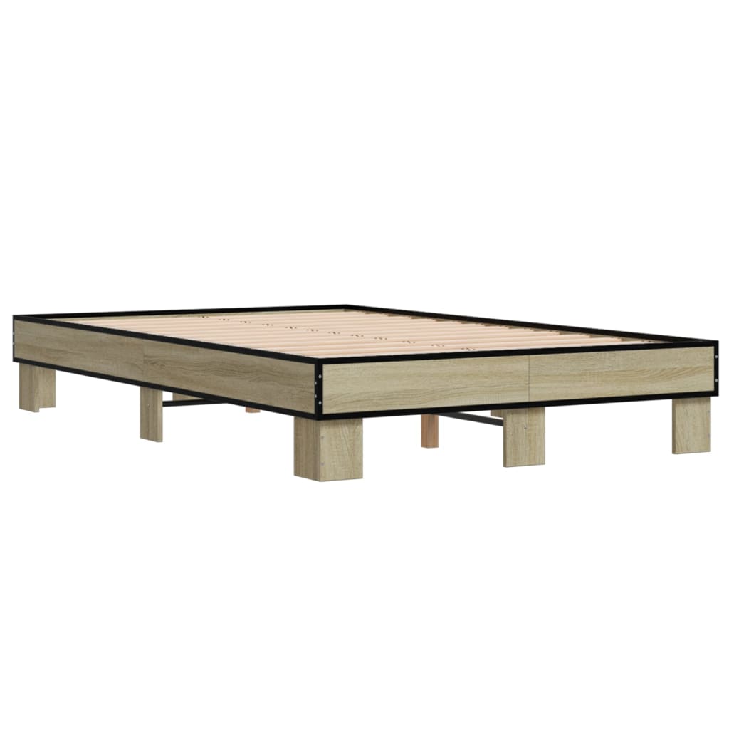 sengestel 120x190 cm konstrueret træ og metal sonoma-eg