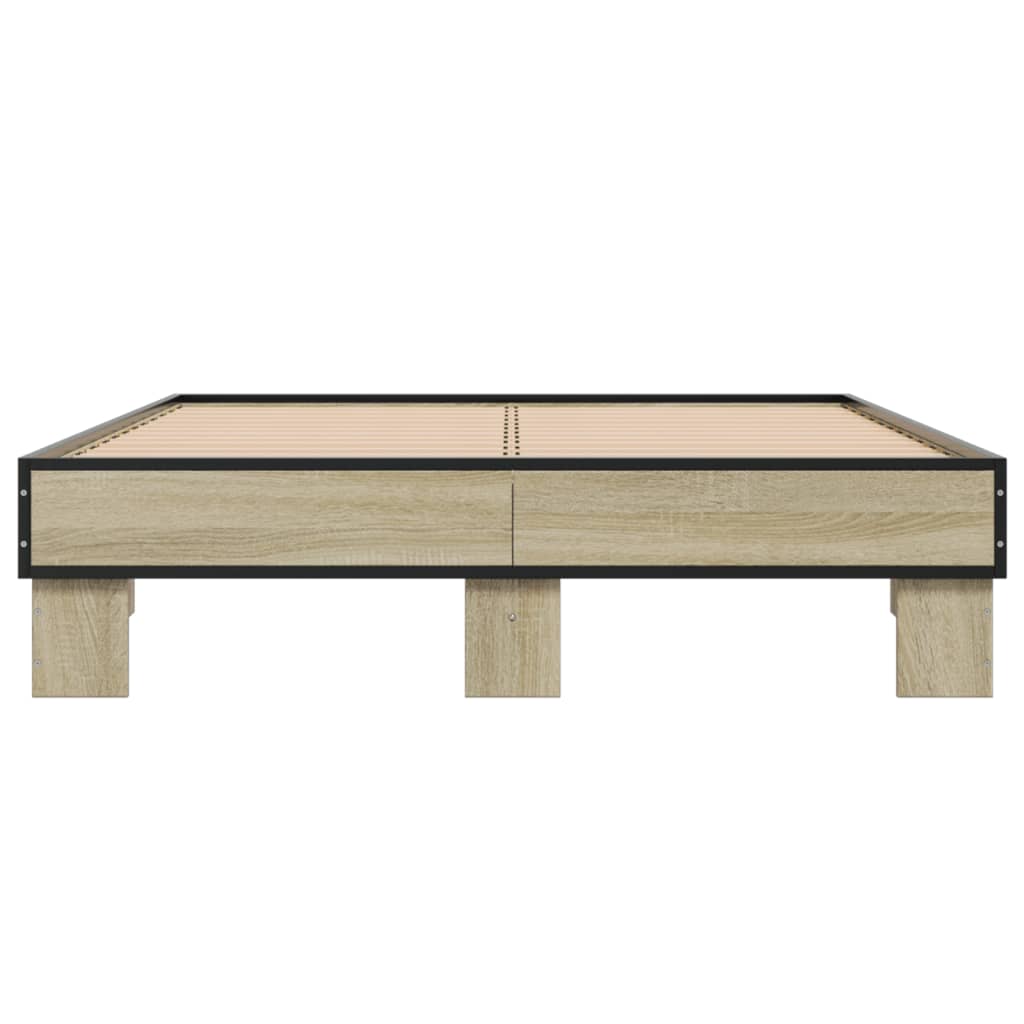 sengestel 120x190 cm konstrueret træ og metal sonoma-eg