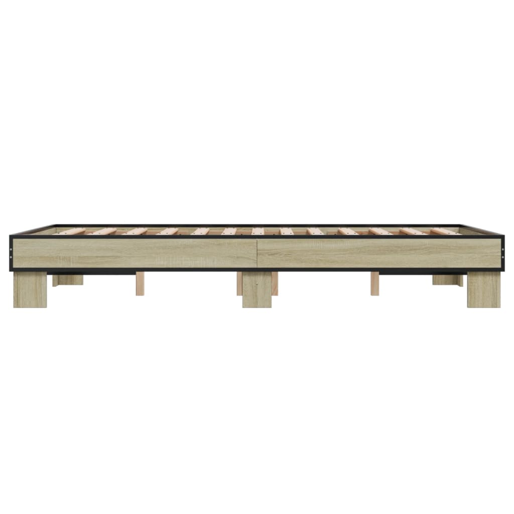 sengestel 120x190 cm konstrueret træ og metal sonoma-eg