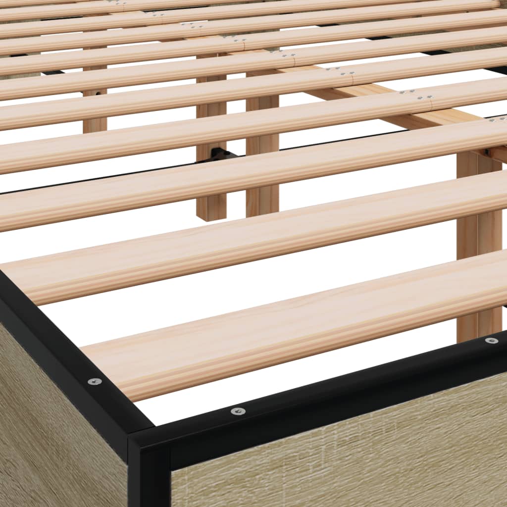 sengestel 120x190 cm konstrueret træ og metal sonoma-eg