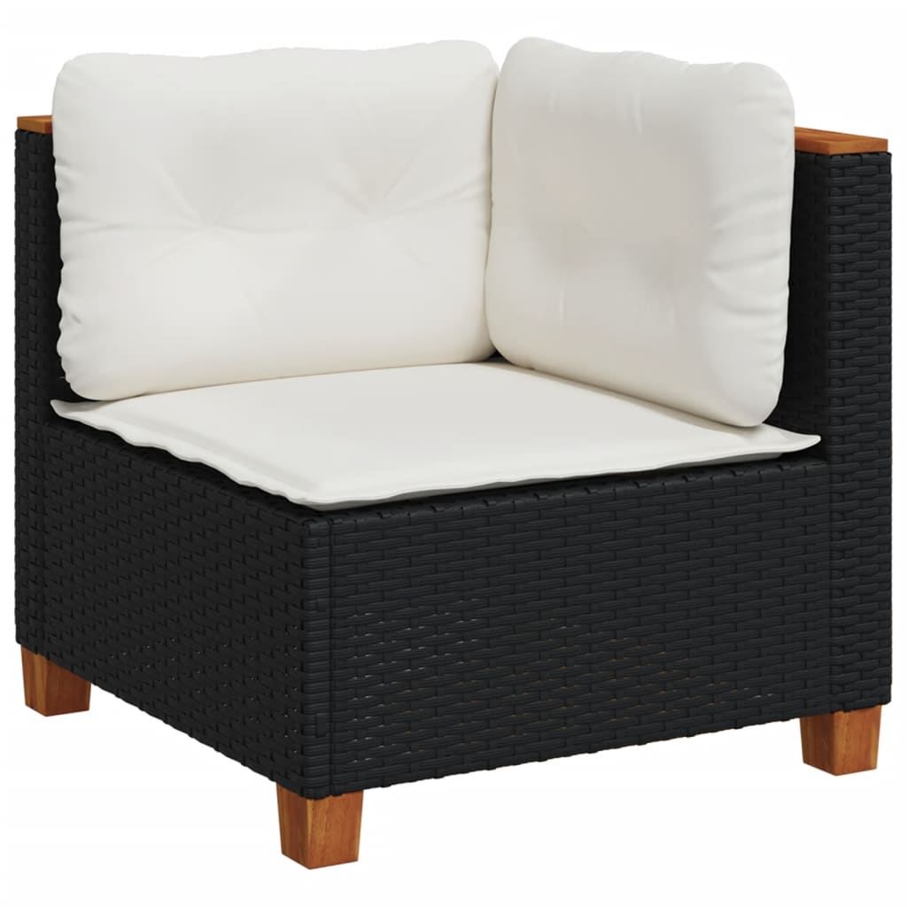 sofasæt til haven 6 dele med hynder polyrattan sort