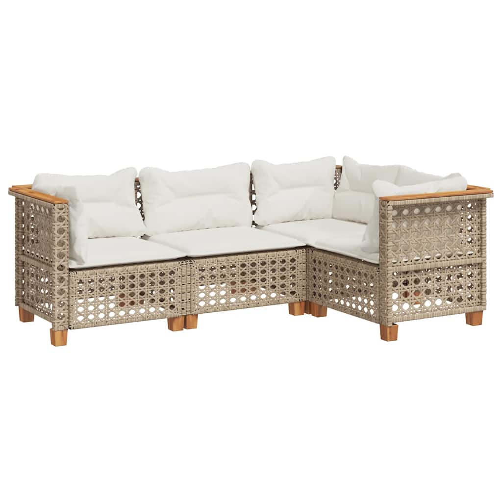 sofasæt til haven 4 dele med hynder polyrattan beige