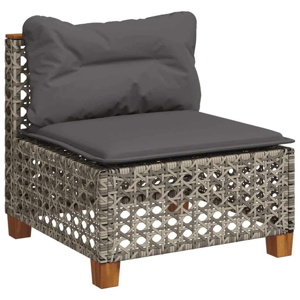 sofasæt 5 dele med hynder polyrattan grå