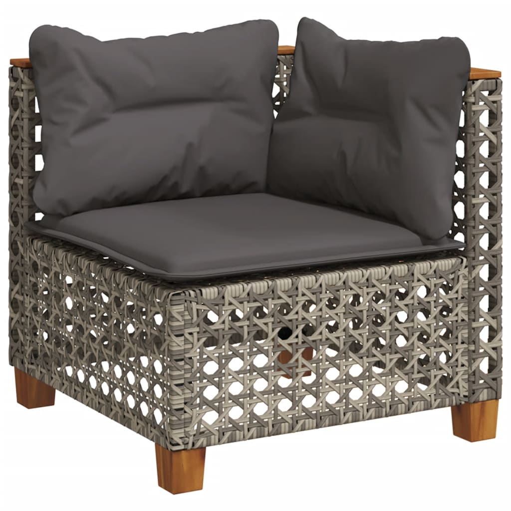 sofasæt 5 dele med hynder polyrattan grå
