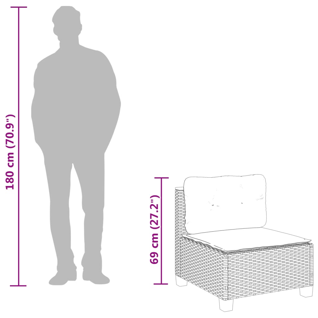 sofasæt til haven 6 dele med hynder polyrattan sort