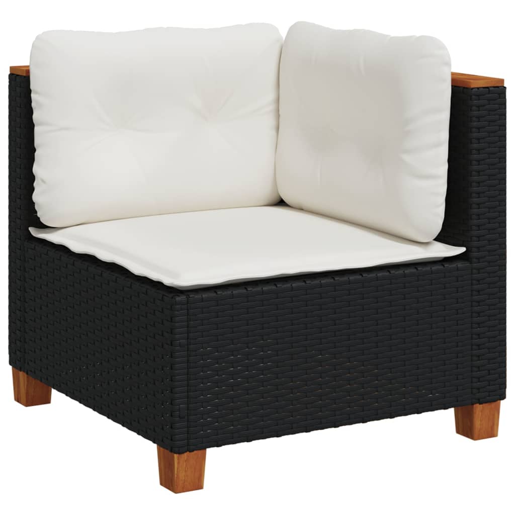 sofasæt til haven 6 dele med hynder polyrattan sort