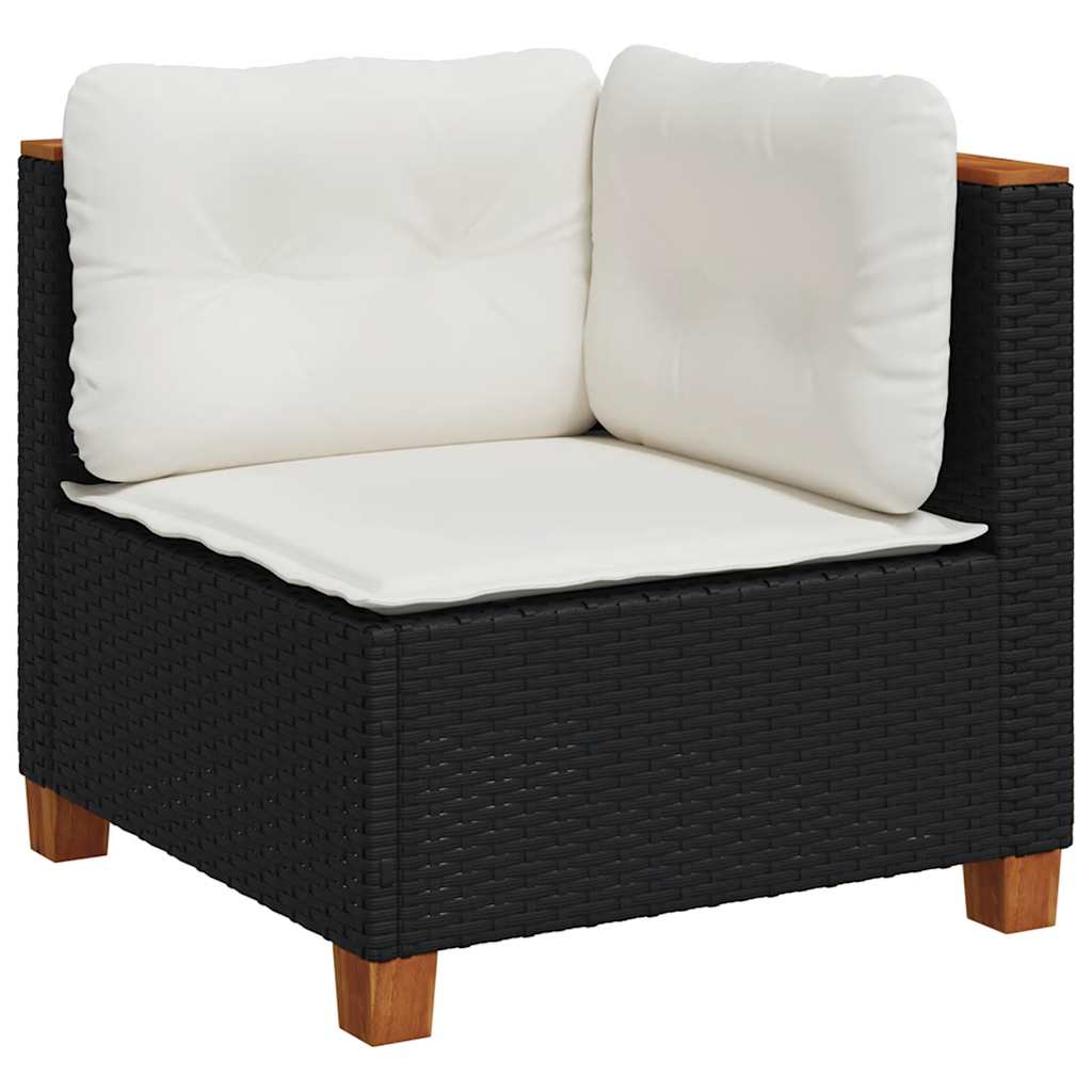sofasæt til haven 6 dele med hynder polyrattan sort