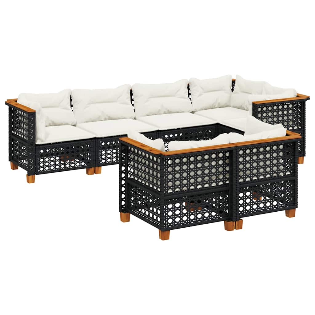 sofasæt til haven 7 dele med hynder polyrattan sort