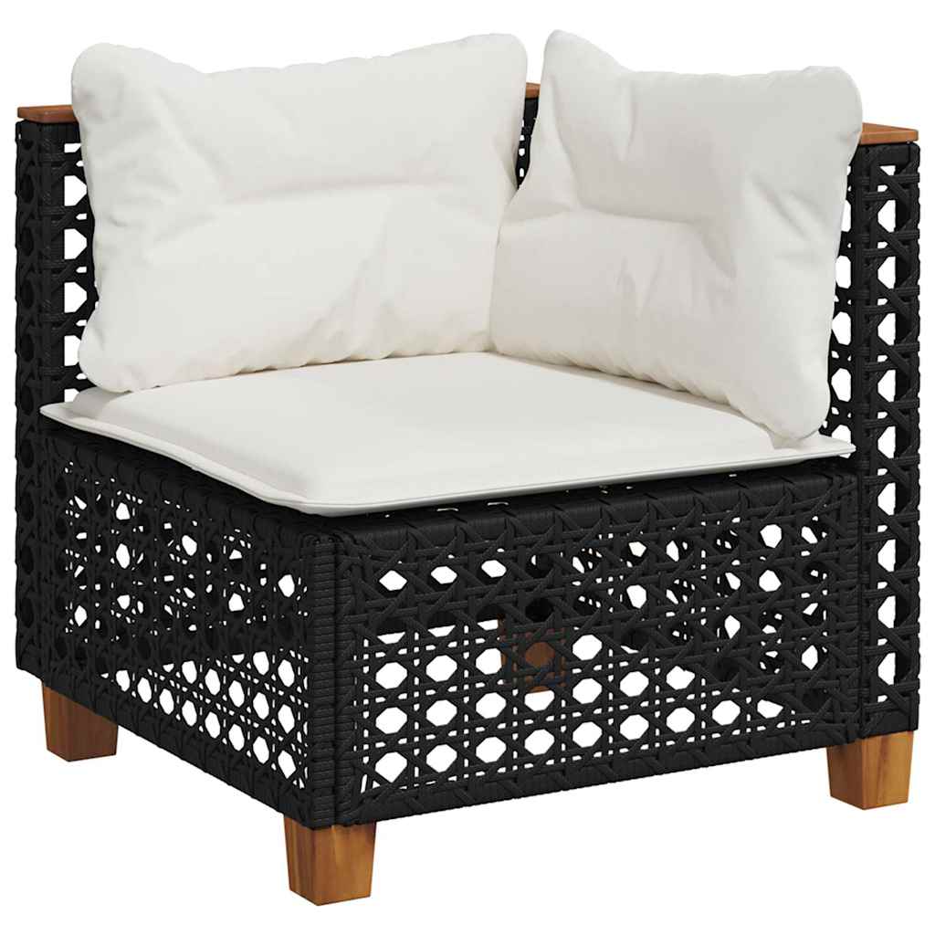 sofasæt til haven 7 dele med hynder polyrattan sort