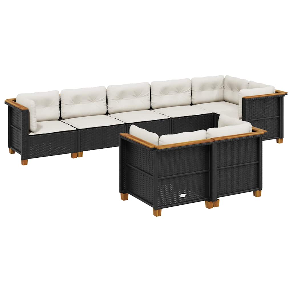 sofasæt til haven 8 dele med hynder polyrattan sort