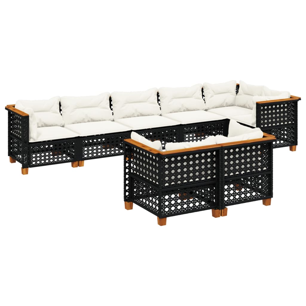 sofasæt til haven 8 dele med hynder polyrattan sort