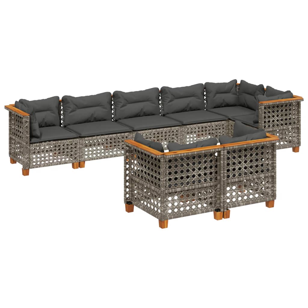 sofasæt til haven 8 dele med hynder polyrattan grå