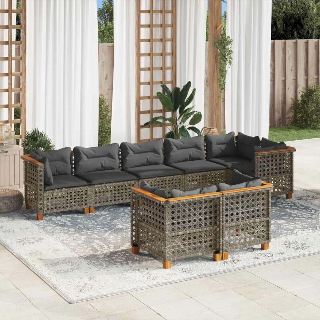 sofasæt til haven 8 dele med hynder polyrattan grå