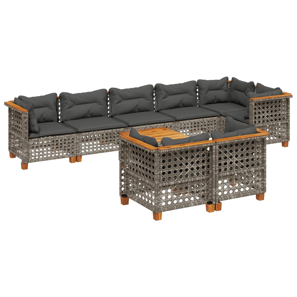 sofasæt til haven 9 dele med hynder polyrattan grå