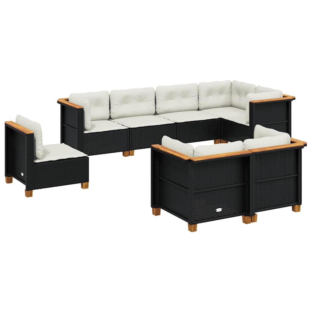 sofasæt til haven 8 dele med hynder polyrattan sort