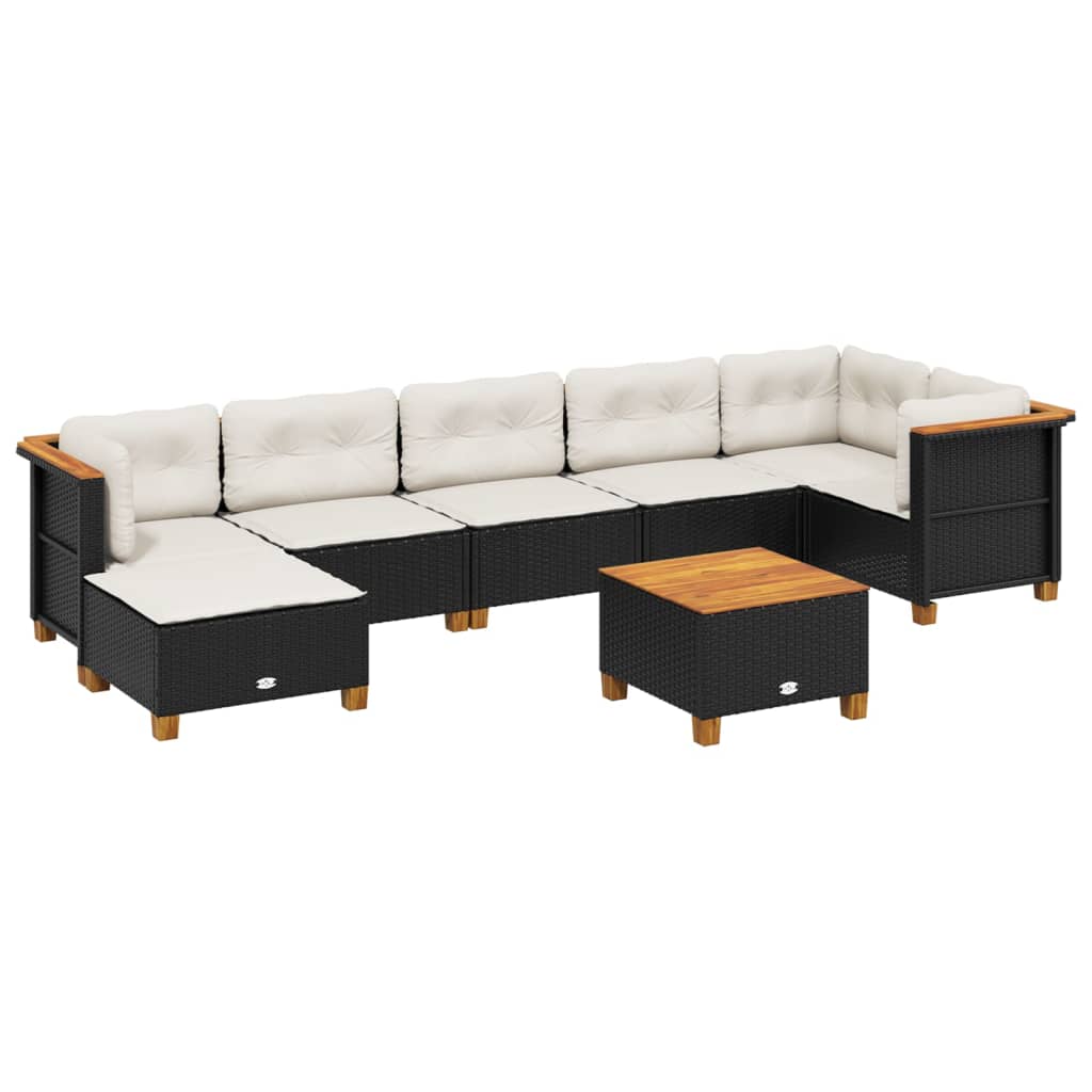 sofasæt til haven 8 dele med hynder polyrattan sort