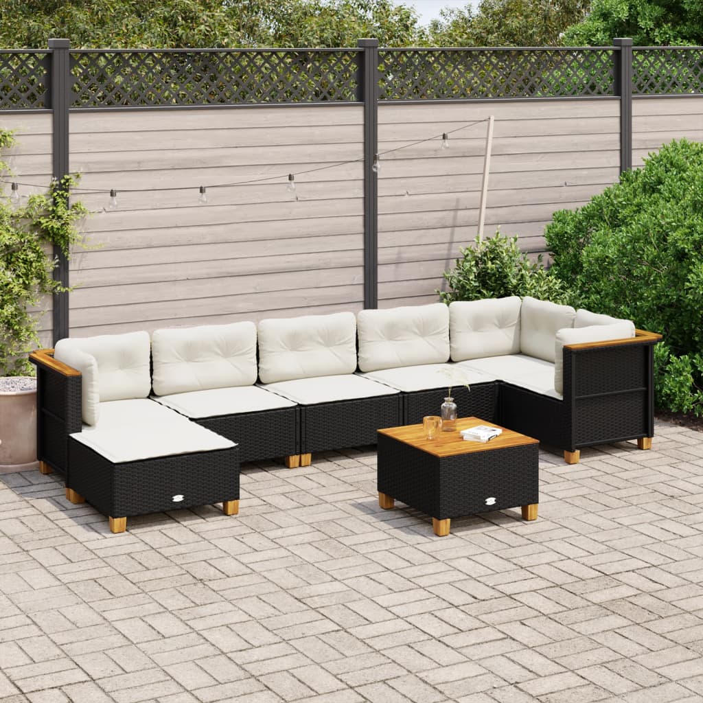 sofasæt til haven 8 dele med hynder polyrattan sort