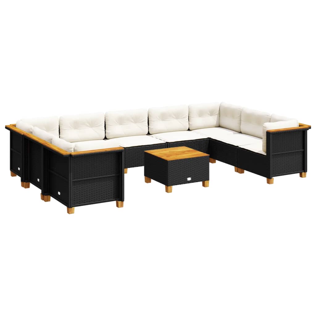 sofasæt til haven 10 dele med hynder polyrattan sort