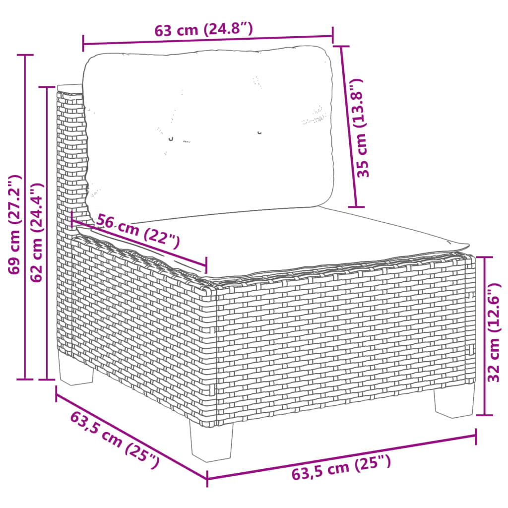 sofasæt til haven 10 dele med hynder polyrattan sort