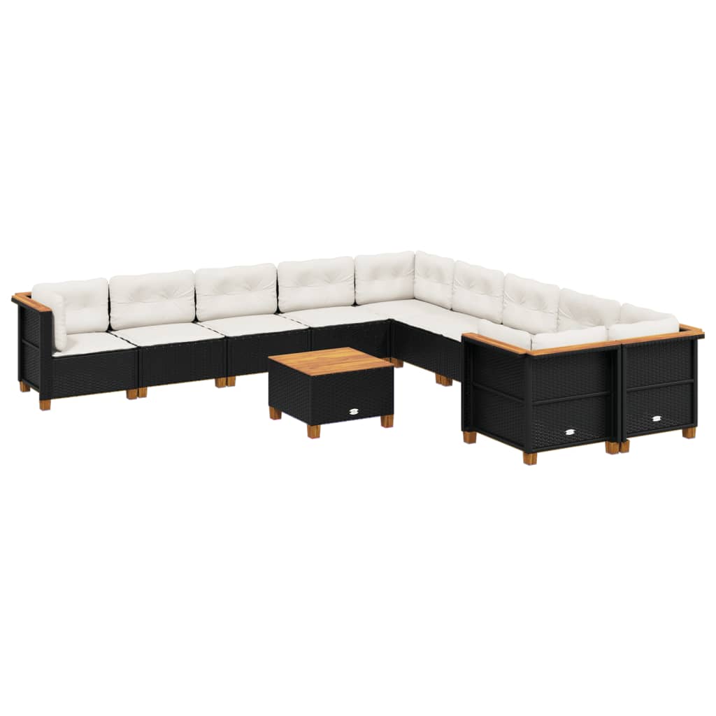 sofasæt til haven 11 dele med hynder polyrattan sort
