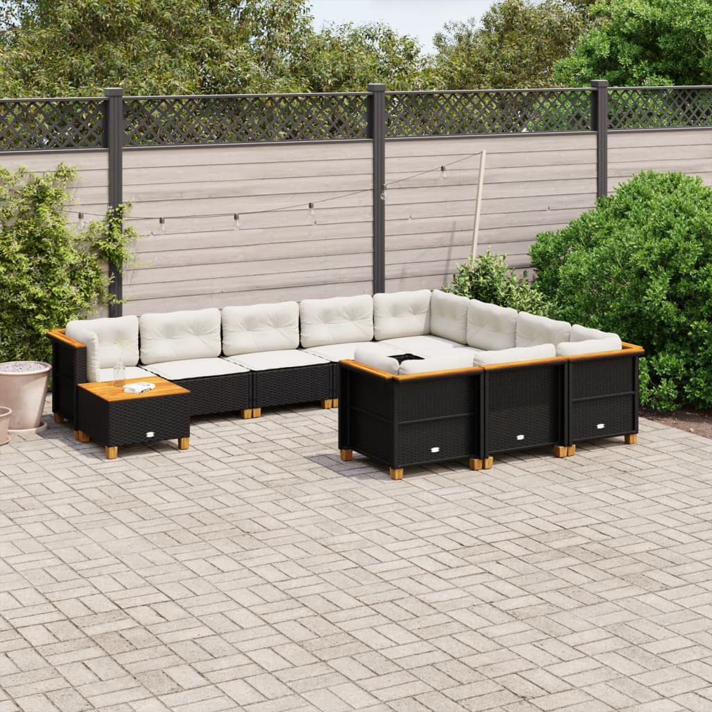 sofasæt til haven 11 dele med hynder polyrattan sort