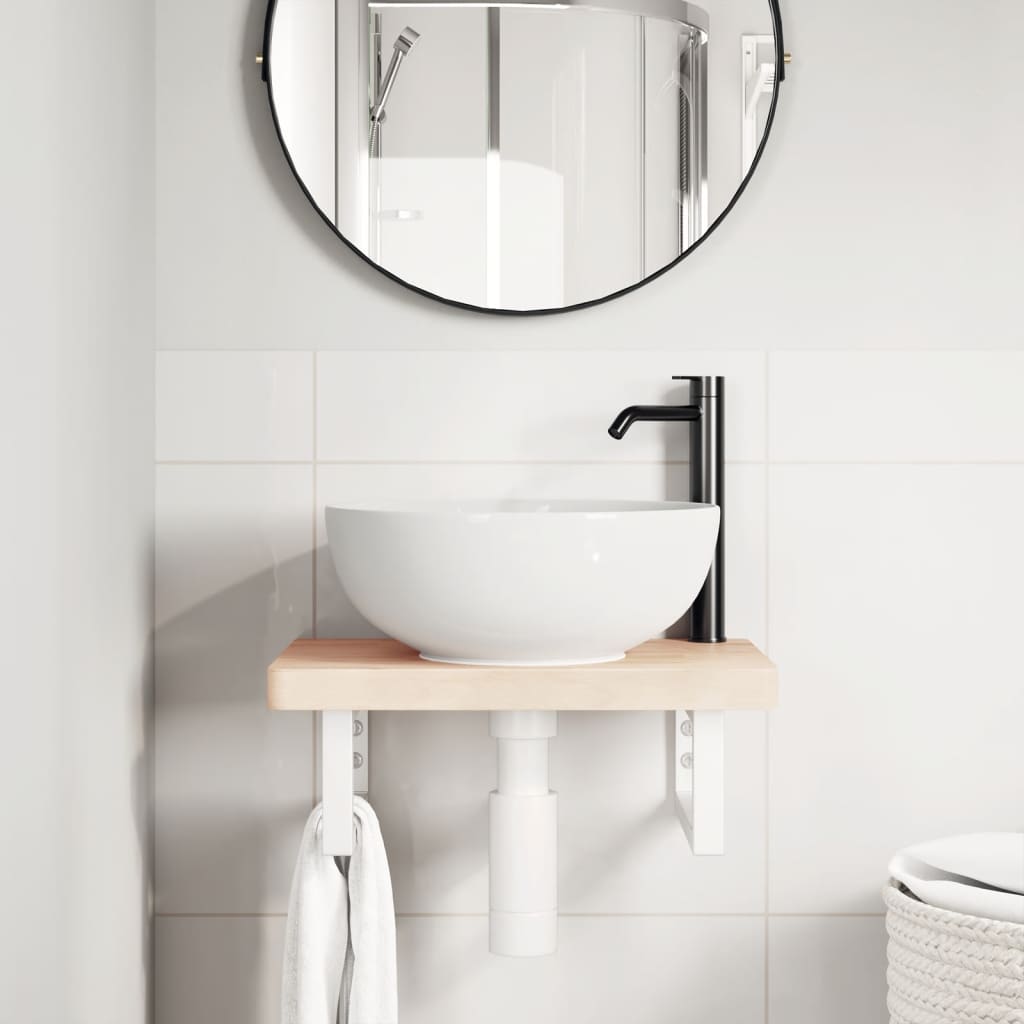 hyldebeslag til håndvask 2 stk. rektangulær stål hvid