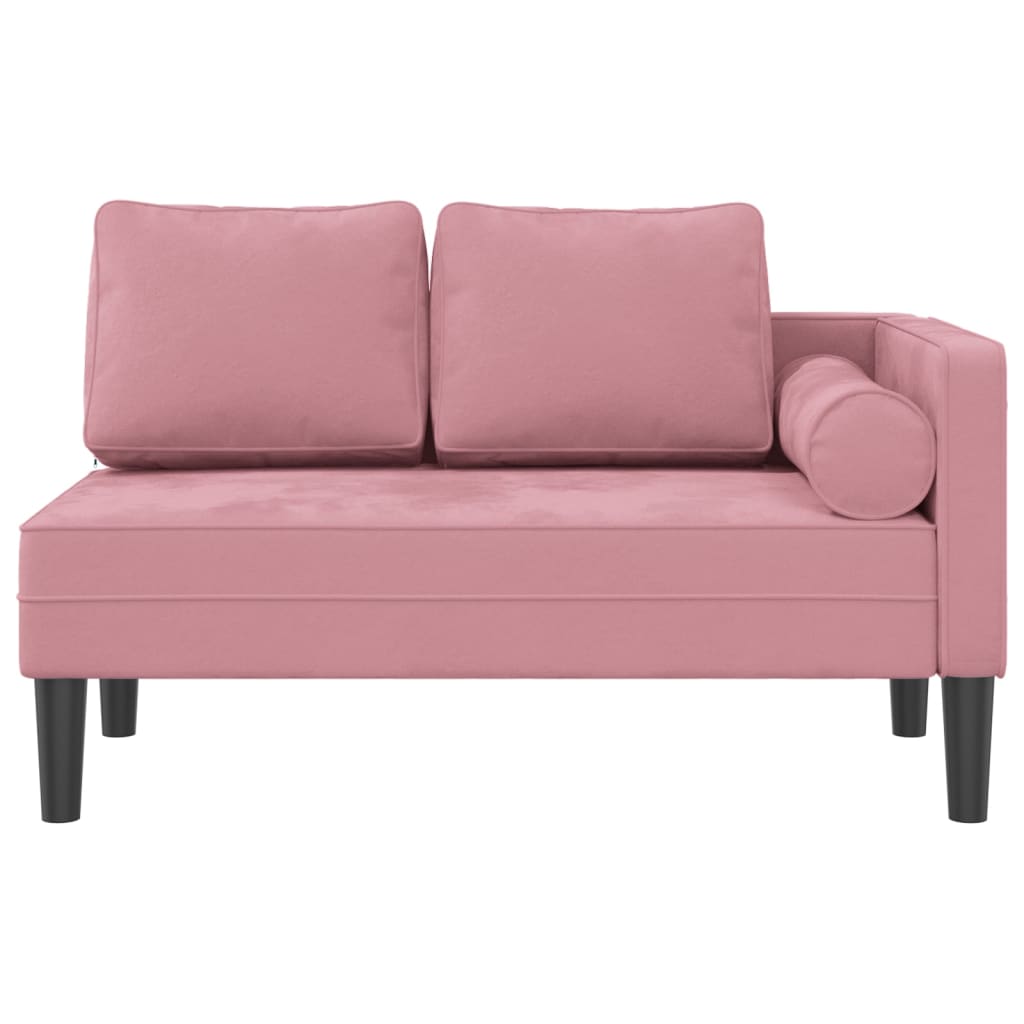chaiselong med hynder fløjl pink