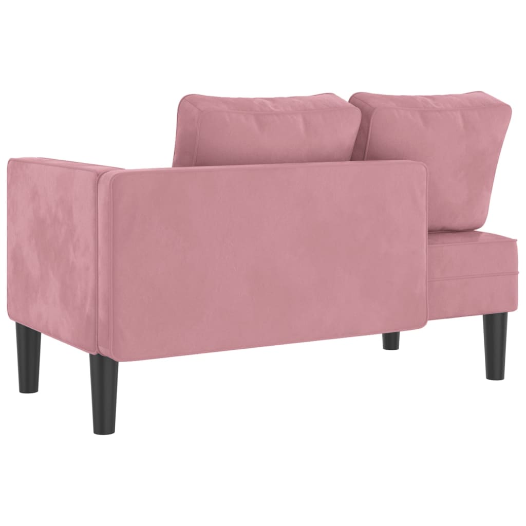 chaiselong med hynder fløjl pink