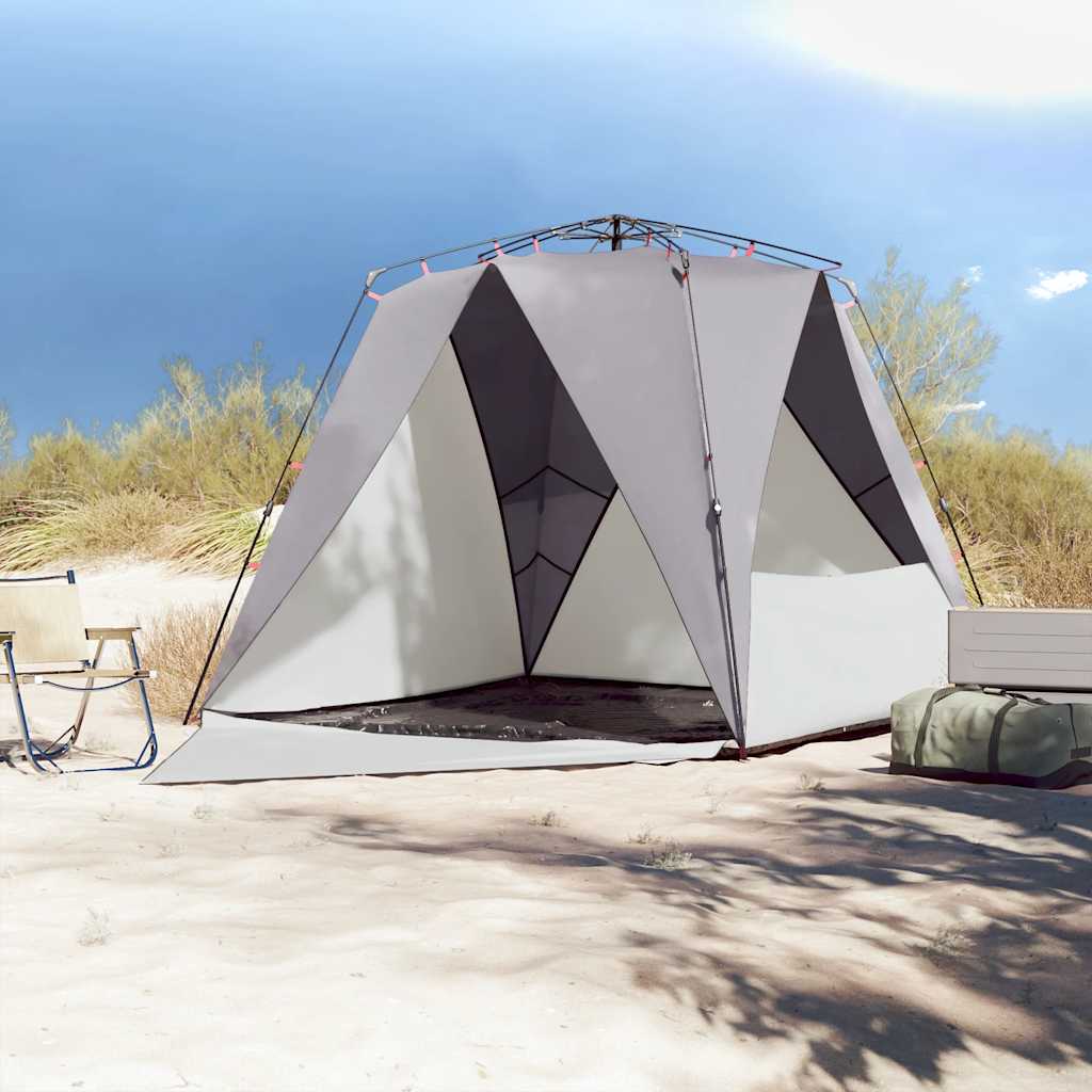 4-personers campingtelt vandtæt quick-release grå