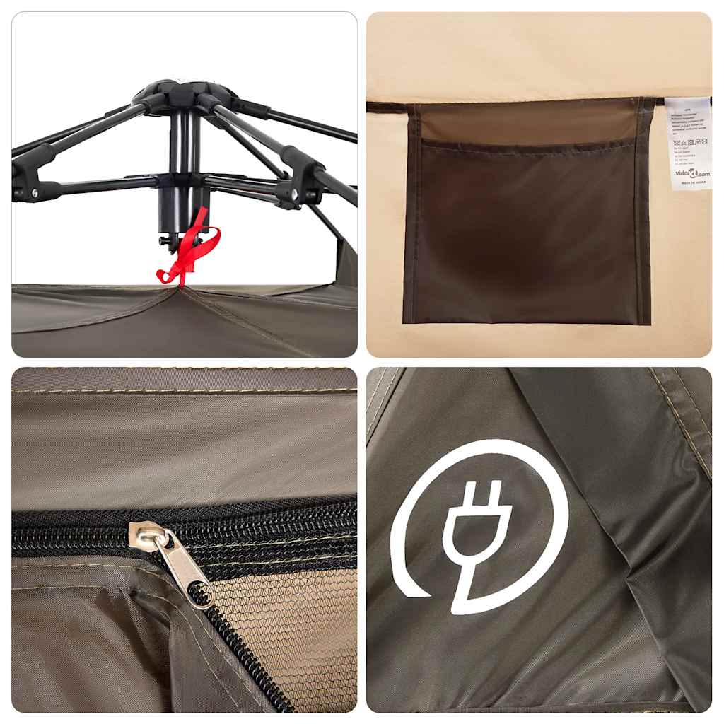 4-personers fisketelt quick release brun